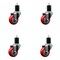 Service Caster 3'' SS Red Poly Wheel Swivel 1-3/4'' Expanding Stem Caster Set, 4PK SCC-SSEX20S314-PPUB-RED-134-4 - alternate 1